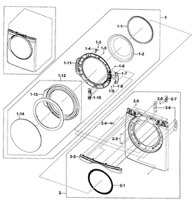 Front/door Assy Diagram and Parts List for DV419AGW XAA-0002 Samsung Dryer