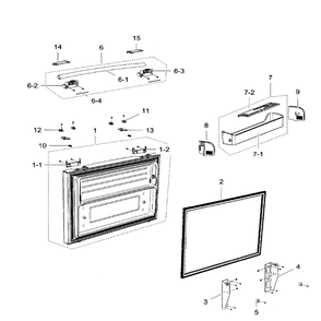 Freezer Door Diagram and Parts List for RF267ACBP XAA-0000 Samsung Refrigerator