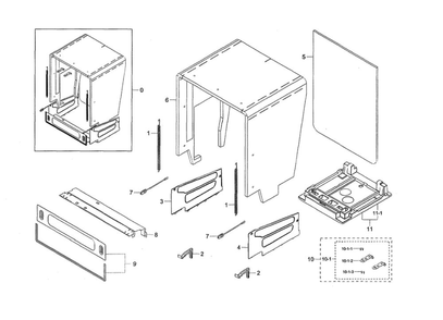 Case Diagram and Parts List for DW80K7050UG AA-02 Samsung Dishwasher