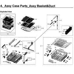 Baskets Diagram and Parts List for DW80M9960UG AA-0000 Samsung Dishwasher