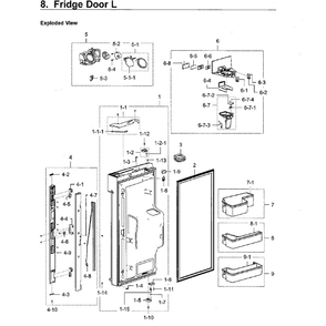 Fridge Door L Diagram and Parts List for RF28K9580SG AA-01 Samsung Refrigerator
