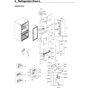 Fridge Door L Diagram and Parts List for RF22KREDBSR AA-04 Samsung Refrigerator