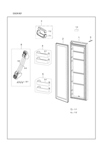 Refrigerator Door Parts Diagram and Parts List for RS25J500DWW BY-02 Samsung Refrigerator
