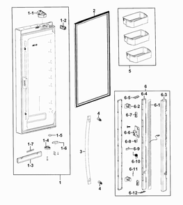 Refrigerator Door L Diagram and Parts List for RFG293HARS XAA-0000 Samsung Refrigerator
