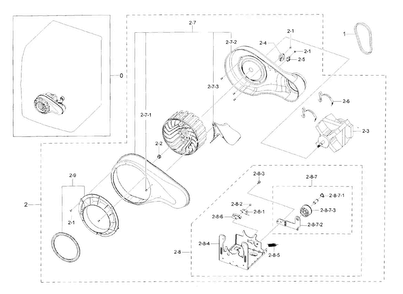 Motor Duct Diagram and Parts List for DV42H5200GF A3-0000 Samsung Dryer