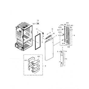 Refrigerator Door-Left Diagram and Parts List for RF260BEAEWW AA-01 Samsung Refrigerator