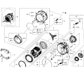 Tub-Drum Diagram and Parts List for WF45H6300AG A2-01 Samsung Washer
