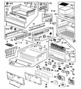 Freezer Diagram and Parts List for RF268ACRS XAA-0001 Samsung Refrigerator