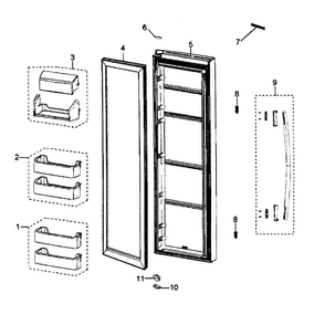 Right Door Diagram and Parts List for RS265TDPN XAA Samsung Refrigerator