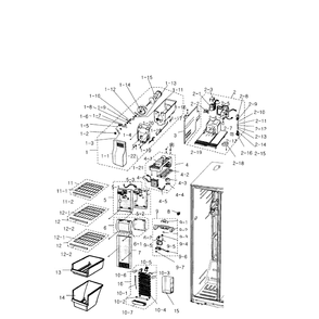 Freezer Diagram and Parts List for RS2530BBP XAA-0000 Samsung Refrigerator