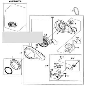 Motor Assembly Diagram and Parts List for DV520AEW XAA Samsung Dryer