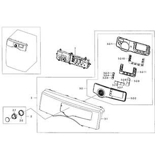 Control Panel Diagram and Parts List for DV361GWBEWR A3-0001 Samsung Dryer