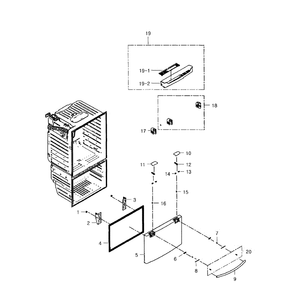 Freezer Door Diagram and Parts List for RFG296HDWP XAA-01 Samsung Refrigerator