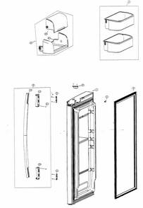Refrigerator Door Right Diagram and Parts List for RF266ABRS XAA-00 Samsung Refrigerator