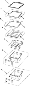 Refrigerator Shelves Diagram and Parts List for RS2621SW XAA Samsung Refrigerator