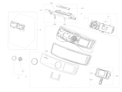 Control Panel Diagram and Parts List for DV45K6200GZ A3-0000 Samsung Dryer