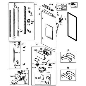 Left Door Diagram and Parts List for RF263BEAESR AA-0000 Samsung Refrigerator