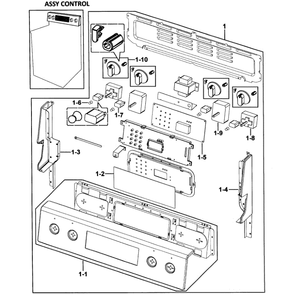Control Panel Diagram and Parts List for FTQ353IWUW XAA-00 Samsung Range
