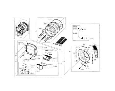 Drum Diagram and Parts List for DV5471AGP XAA-0001 Samsung Dryer