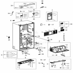Part Location Diagram of DA97-19494B Samsung ASSY HINGE-MIDDLE LEFT;RF9000K,SHIM, BLA