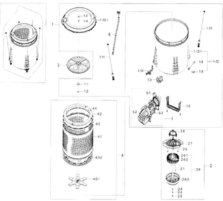 Tub Parts Diagram and Parts List for WA50F9A6DSW A2-0001 Samsung Washer