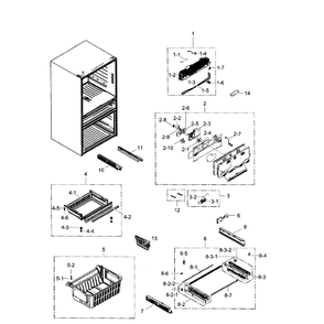Freezer Diagram and Parts List for RF31FMEDBBC AA-05 Samsung Refrigerator