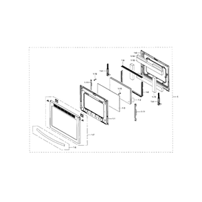 Door Assembly Diagram and Parts List for NX58H9950WS AA-00 Samsung Range