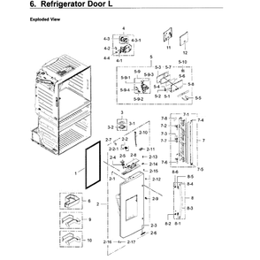 Fridge Door L Diagram and Parts List for RF28JBEDBSR AA-06 Samsung Refrigerator