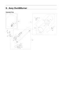 Duct And Burner Assembly Diagram and Parts List for DVG45R6300V A3-00 Samsung Dryer