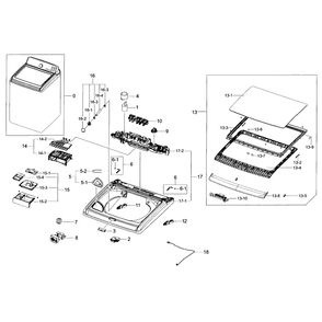 Cover Top Diagram and Parts List for WA48J7700AW A2-0002 Samsung Washer