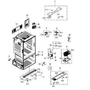 Cabinet Diagram and Parts List for RF323TEDBWW AA-01 Samsung Refrigerator