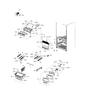 Freezer Diagram and Parts List for RFG293HARS XAA-03 Samsung Refrigerator
