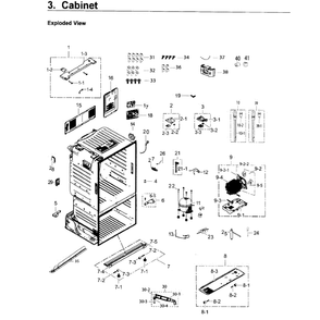 Cabinet Diagram and Parts List for RF263TEAEWW AA-03 Samsung Refrigerator
