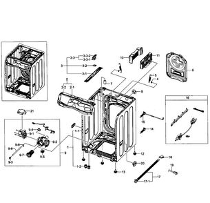 Cabinet Assy Diagram and Parts List for WF501ANW XAA-0003 Samsung Washer