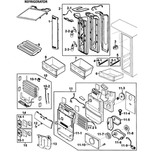 Refrigerator Diagram and Parts List for RS265LBWP XAA-0000 Samsung Refrigerator