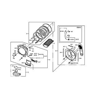 Drum Assembly Diagram and Parts List for DV407AEW XAA-02 Samsung Dryer