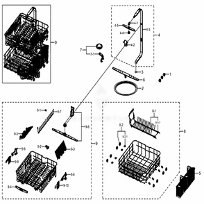 Assembly Wash Diagram and Parts List for DW80K5050US (AA)(0002) Samsung Dishwasher