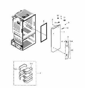 Right Door Diagram and Parts List for RF220NCTABC AA-0001 Samsung Refrigerator