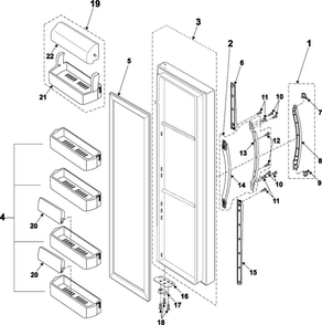 Refrigerator Door Diagram and Parts List for RS2545SH XAA Samsung Refrigerator