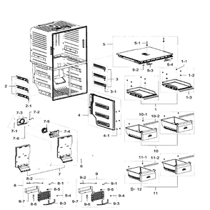 Freezer Diagram and Parts List for RF32FMQDBSR AA-08 Samsung Refrigerator