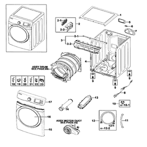 Main Assembly Diagram and Parts List for DV511AER XAA-0000 Samsung Dryer