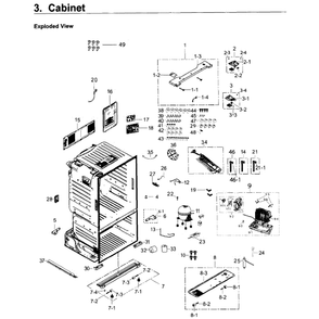 Cabinet Diagram and Parts List for RF263BEAESR AA-03 Samsung Refrigerator