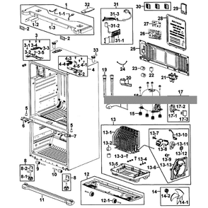 Cabinet Assembly Diagram and Parts List for RF267AARS XAA Samsung Refrigerator