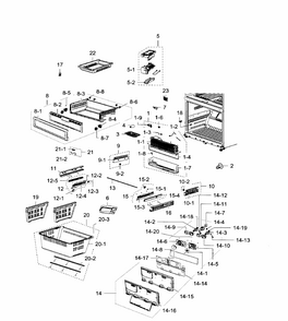 Freezer Diagram and Parts List for RF267ACBP XAA-0000 Samsung Refrigerator