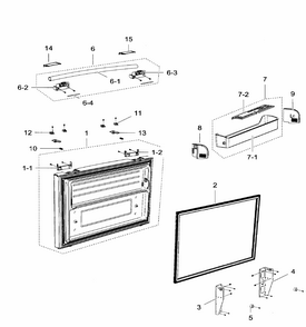 Freezer Door Diagram and Parts List for RF267ACBP XAA-0000 Samsung Refrigerator