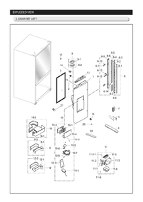 Left Refrigerator Door Diagram and Parts List for RF263TEAESG AA-03 Samsung Refrigerator