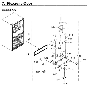 Flexzone Door Diagram and Parts List for RF30KMEDBSR AA-0001 Samsung Refrigerator