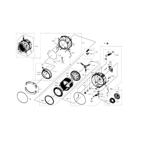Tub And Drum Diagram and Parts List for WF395BTPASU A1-01 Samsung Washer