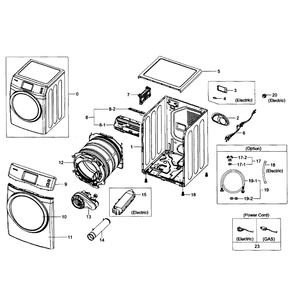 Main Assembly Diagram and Parts List for DV457EVGSWR AA-01 Samsung Dryer