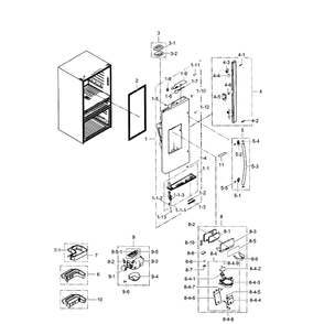 Left Door Diagram and Parts List for RF31FMEDBBC AA-05 Samsung Refrigerator